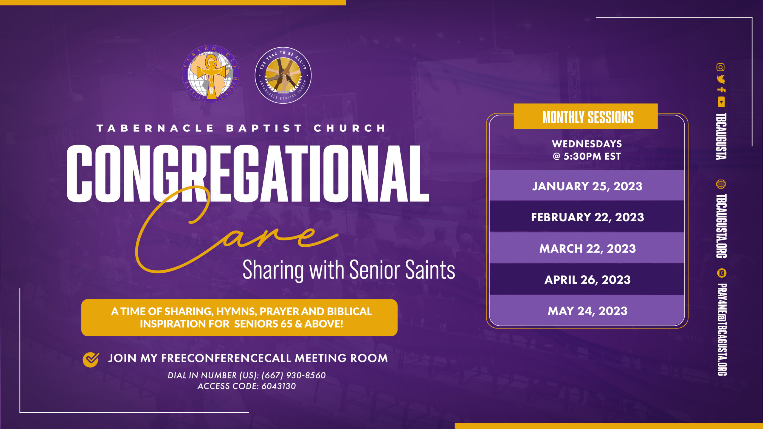 Sharing with Senior Saints Call graphic